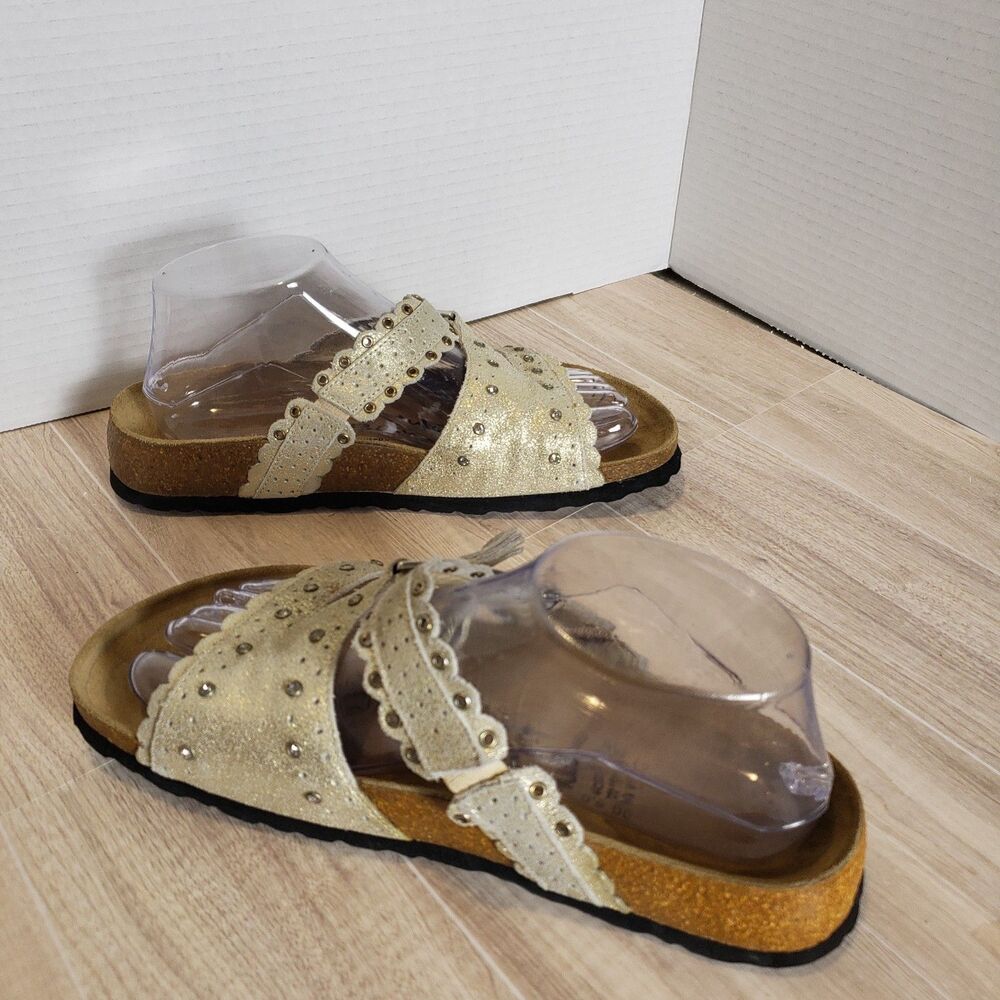 Betula Birkenstock Krystle Gold Leather Sandals Women’s EU 38.5 US 8 Boho Studde - Picture 6 of 8